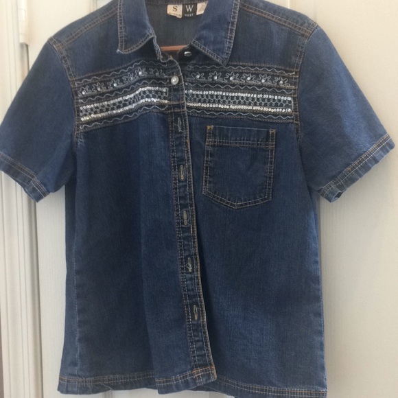 Decorative denim blouse medium - Picture 1 of 5